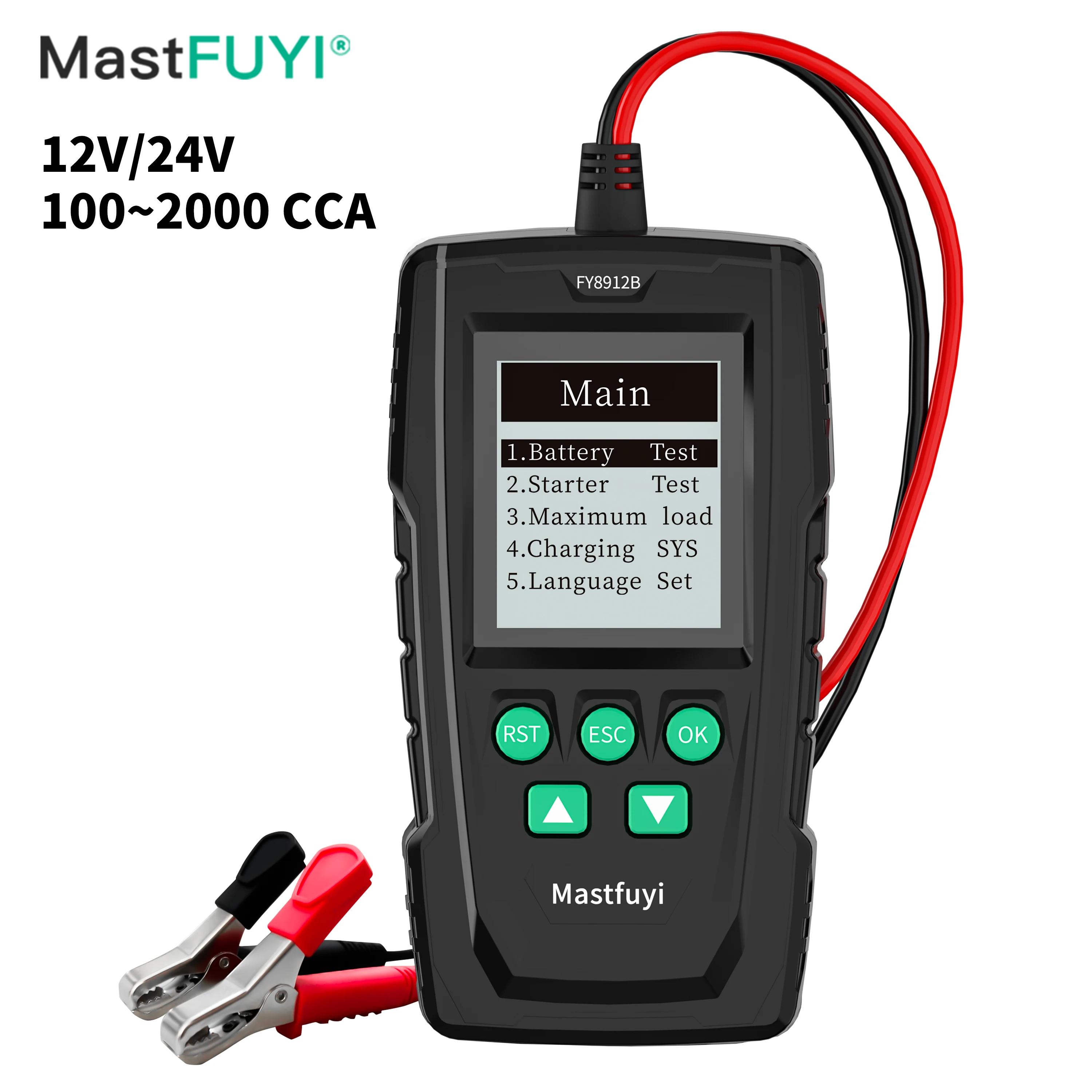 MASTFUYI FY8912B Тестер Автомобильных Аккумуляторов 12/24 В Анализирует 100-2000CCA