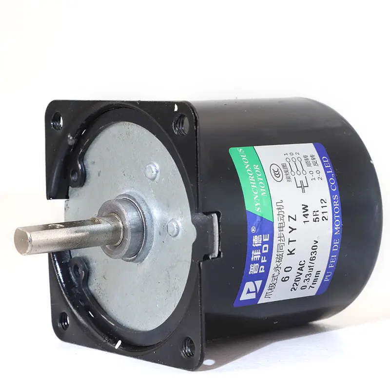 

Двигатель переменного тока 220 В, 14 Вт, 60KTYZ, центральный вал двигателя с постоянным магнитом синхронизацией 7 мм с отверстием 2,5/5/10/15/20/30/40/50/60/80/110 об/мин
