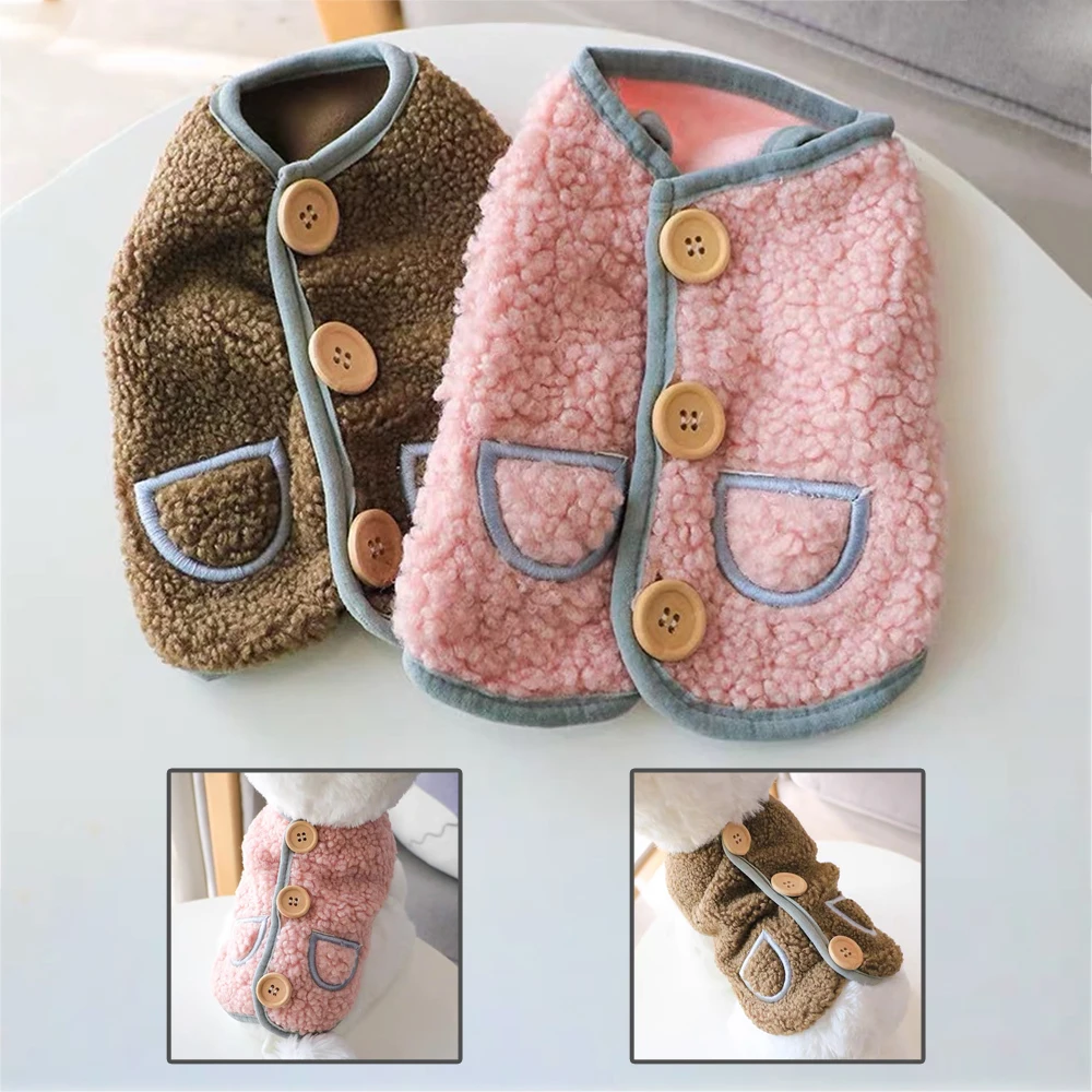 

Новинка Мягкая одежда для щенков теплая плюшевая бархатная одежда топы без рукавов для маленьких средних и больших собак зимняя теплая жил...