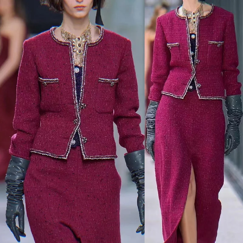 

2022 design brand: Camellia silk lining, woven and bound tweed, celebrity style coat denim jacket women jacket Women's suit top