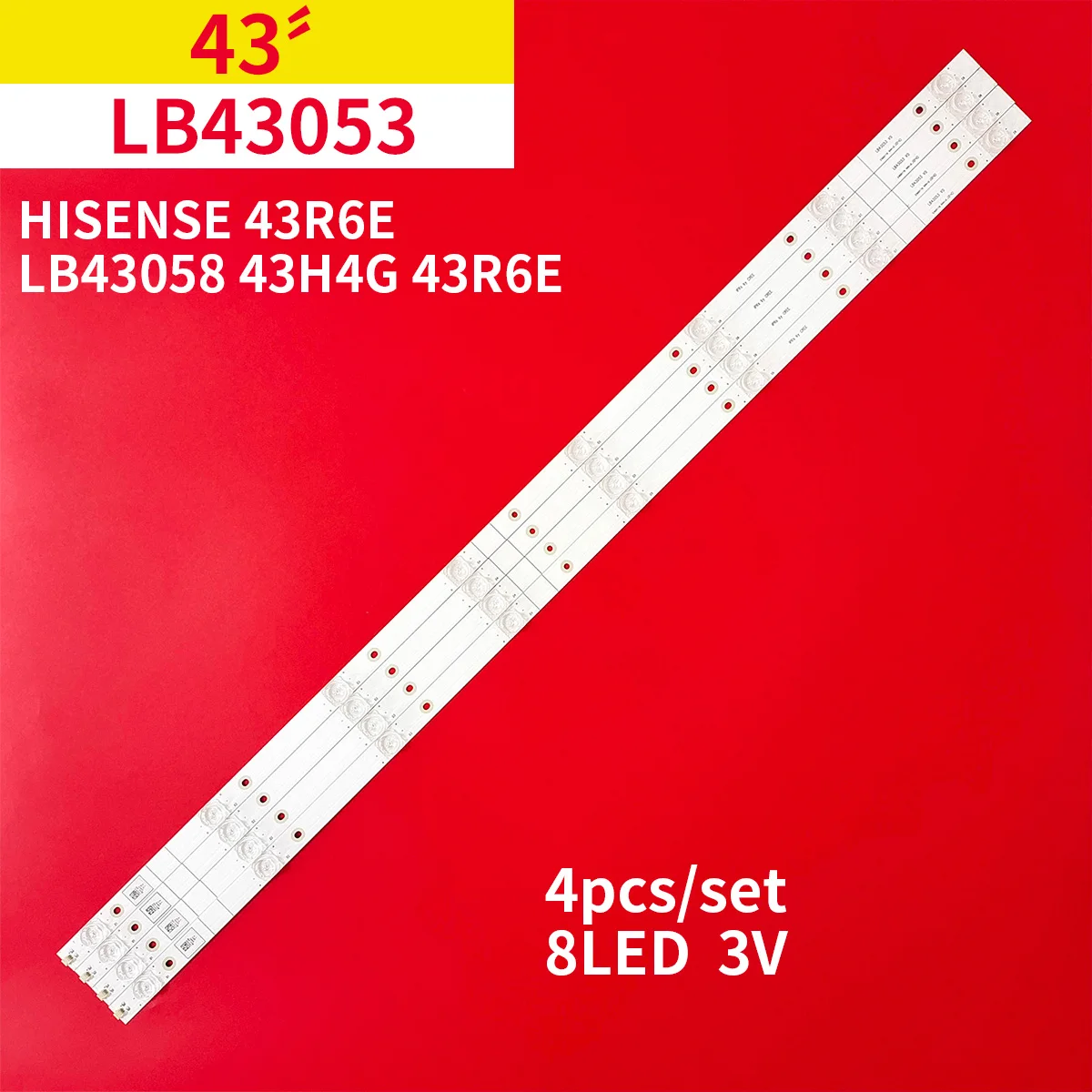 4Pcs/1Set LED Backlight Strip 8 Lamps for Hisense 43