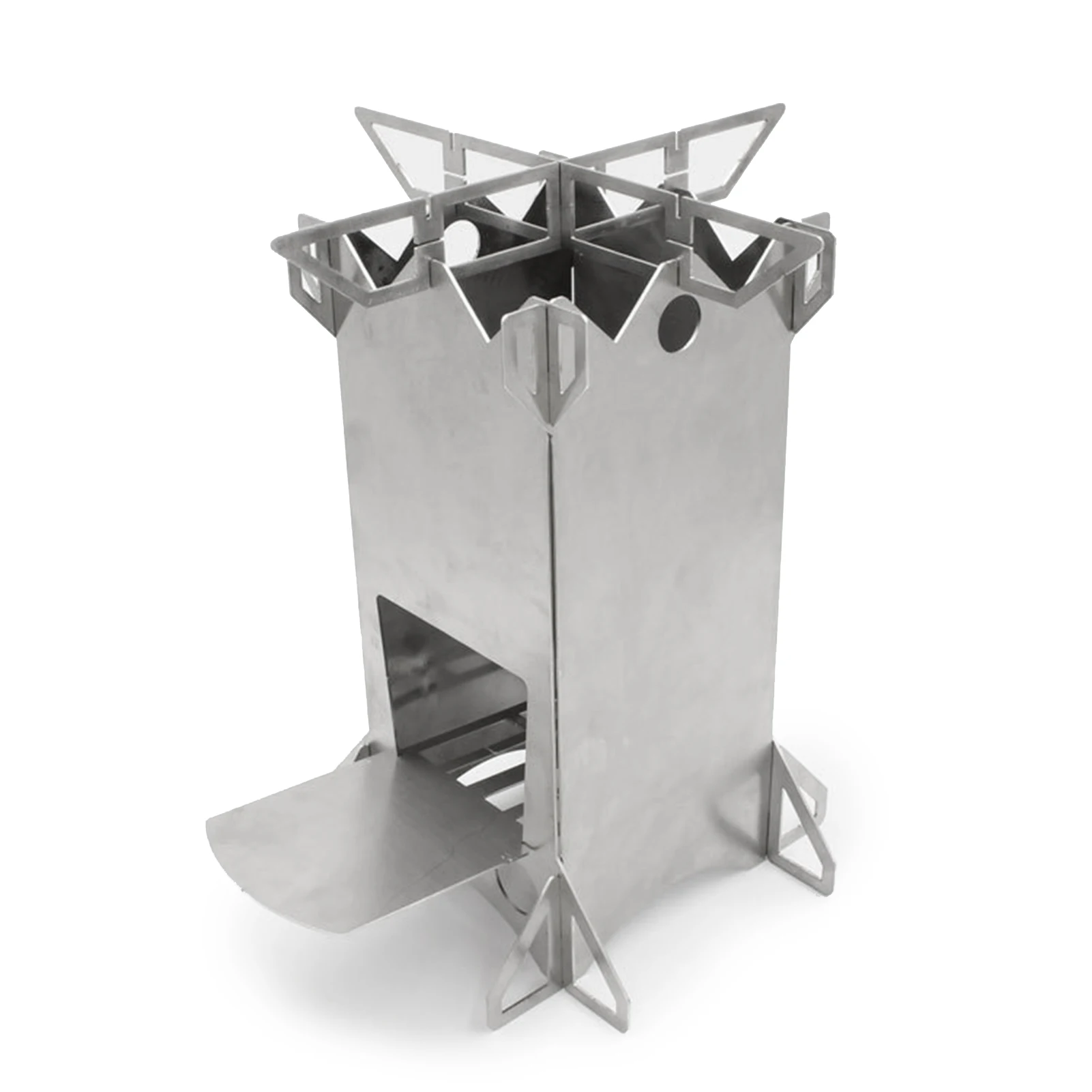 

Outdoor Camping Stove Folding Stainless Steel Stove Compact Wooden-burning Stove For Outdoor Backpacking Hiking Traveling Picnic