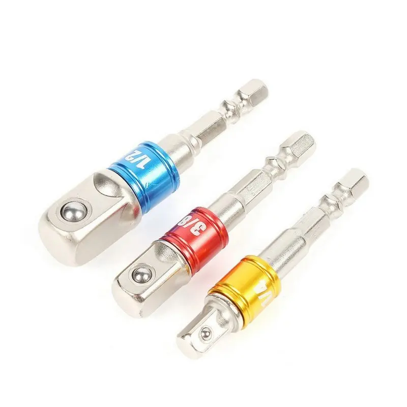 KUNLIYAOI  Color safety belt bead rod 3pc electric drill sleeve connecting rod 1/2 1/4 3/8 hexagonal handle AD steel ball rod