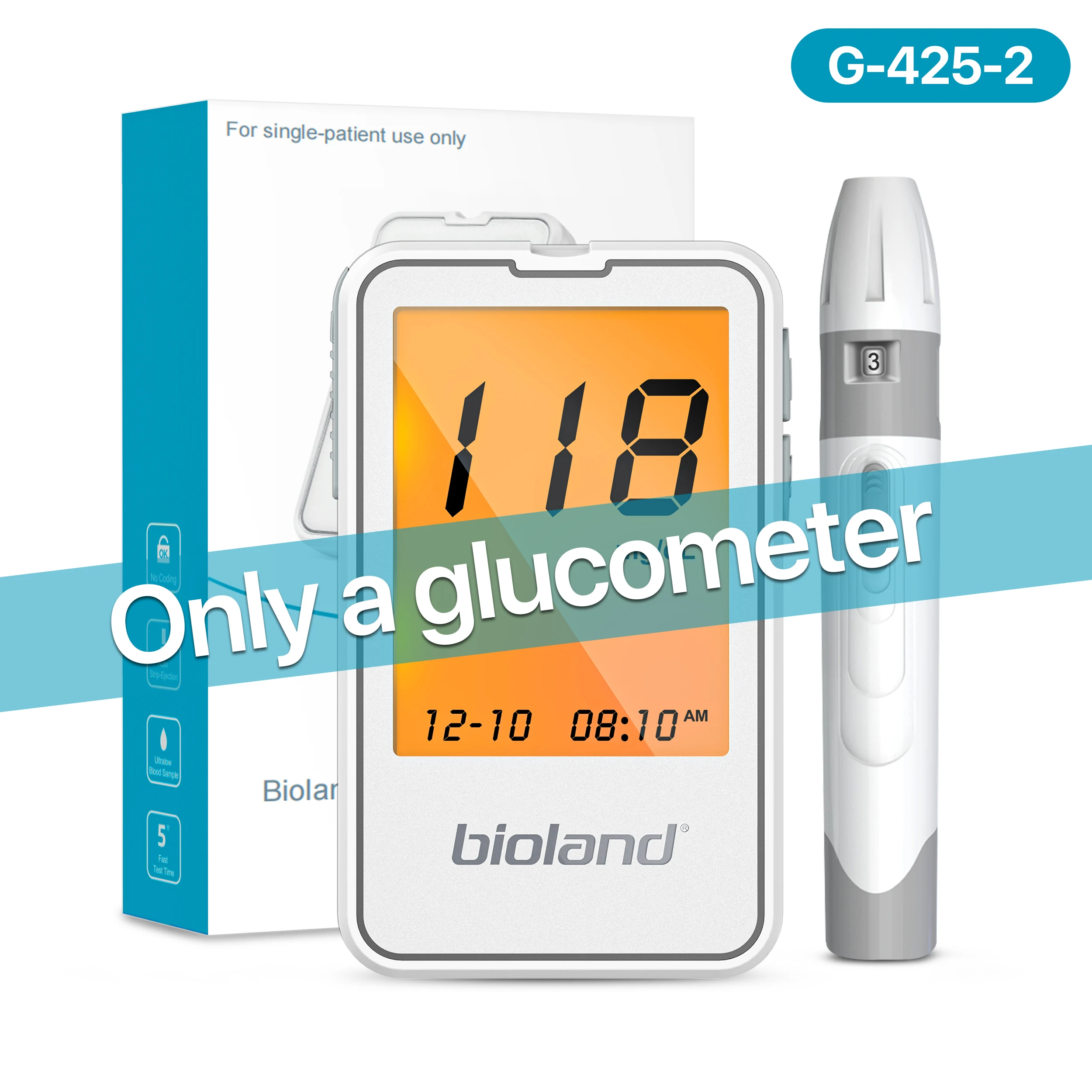 Bioland G-425-3 Измеритель уровня глюкозы в крови с тестовыми полосками Глюкометр для