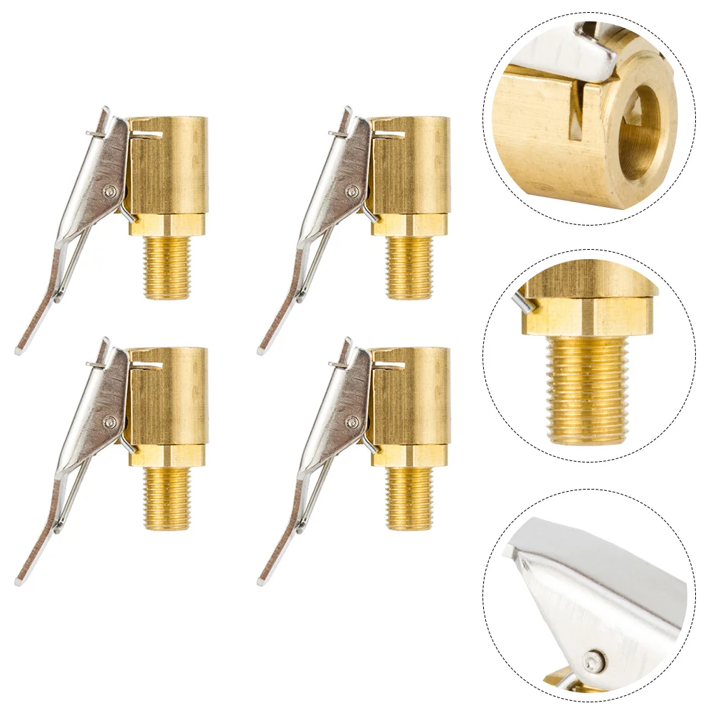 

4 pcs Inflation Quick Switch Thread Open End Nozzle Tyre Valves Air Pump Clips for Truck