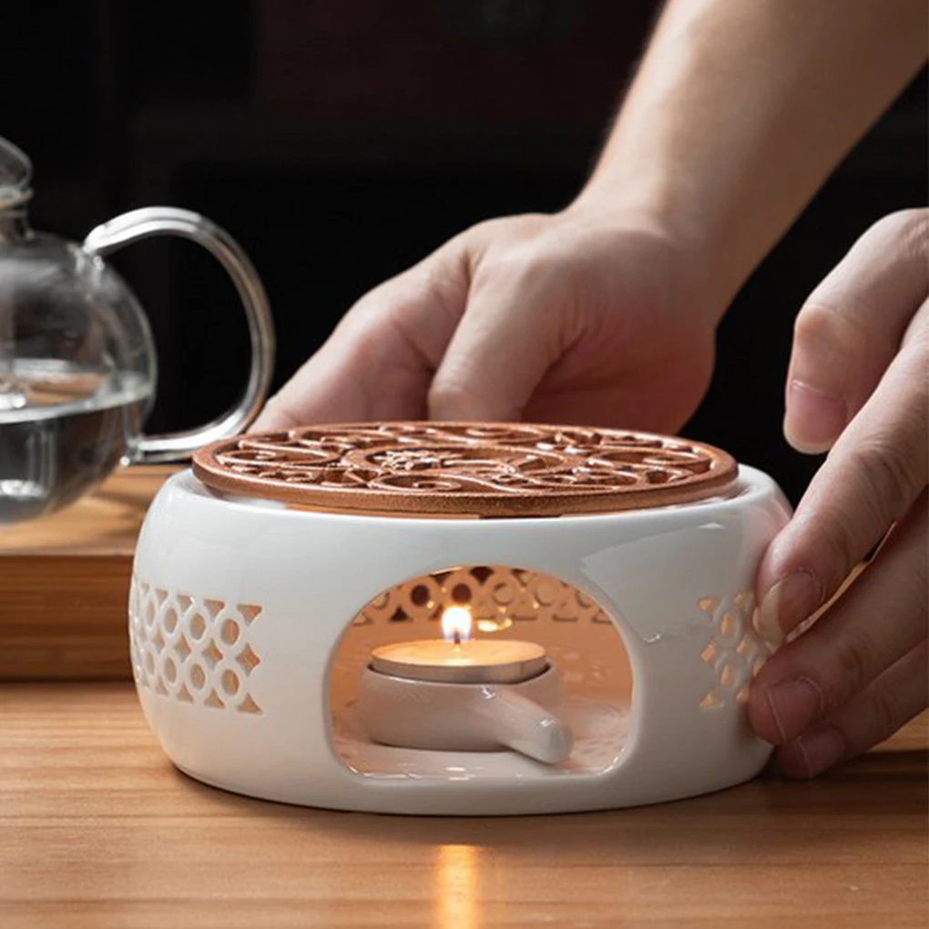 1 Set Ceramic Teapot Base Stylish Copper Mat Home Office Warmer Holder