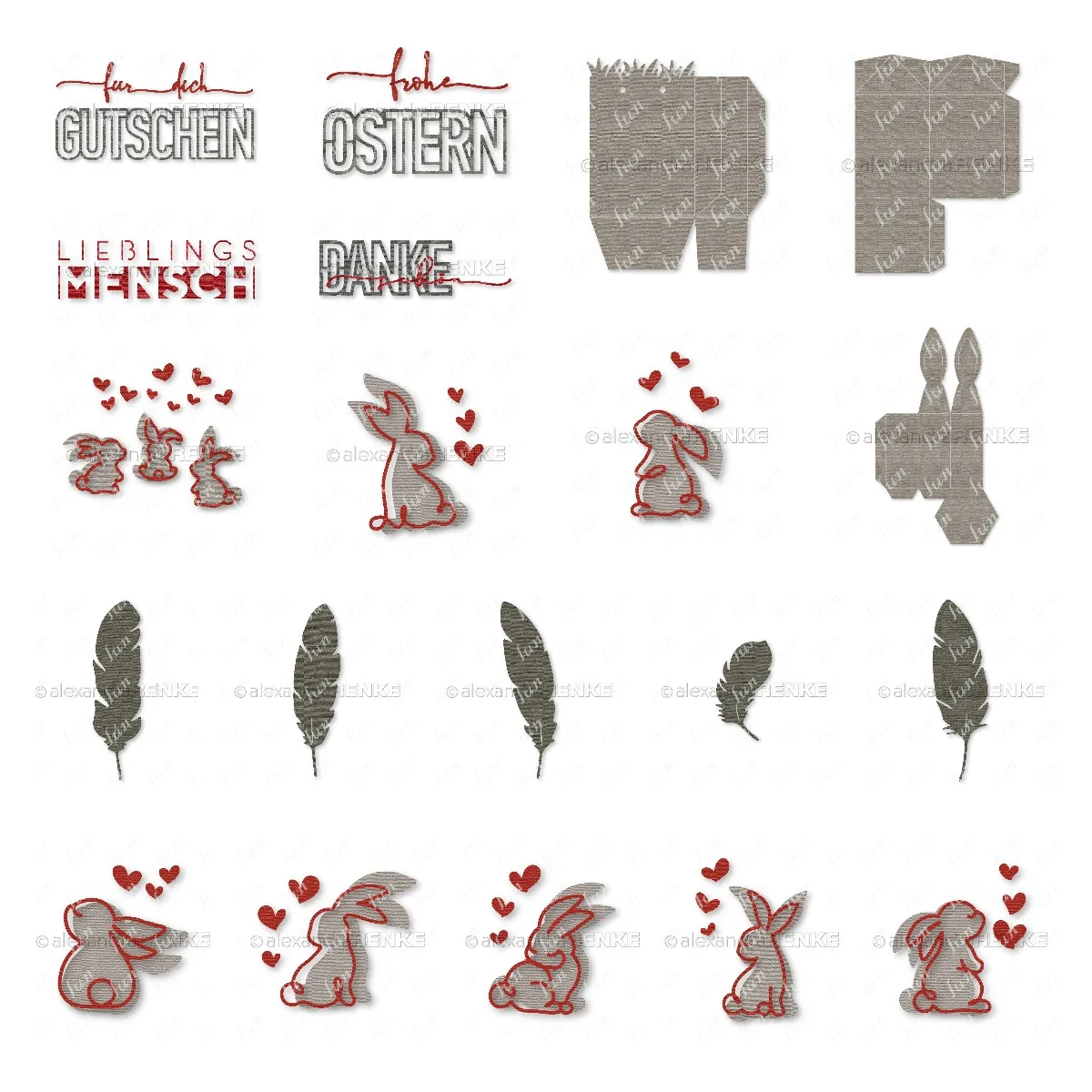 

2023 New Feather Rabbit Box Bag Cutting Dies Scrapbooking Diy Album Paper Card Embossing Metal Cut Dies Crafts Decoration