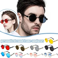 new fashion retro steampunk round metal sunglasses for men women double spring leg colorful eyewear punk glasses uv400