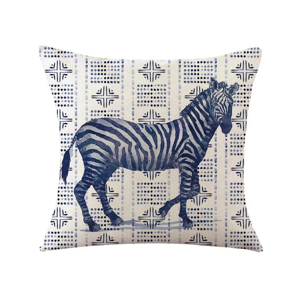 Наволочка с принтом тигра жирафа зебры слона льняная наволочка в стиле ретро