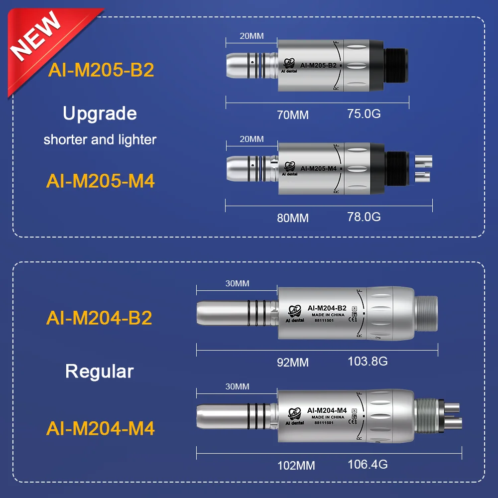Фото AI-M205-M4 Электрический микромотор, стоматологический, с обратным углом и прямым наконечником, с 4 отверстиями, с внутренним распылителем воды, ... №3