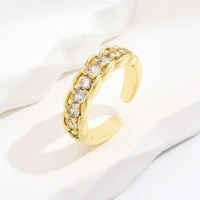 new fashion small elegant simple trendy opening adjustable ring luxury full diamond zircon womens ring jewelry gift