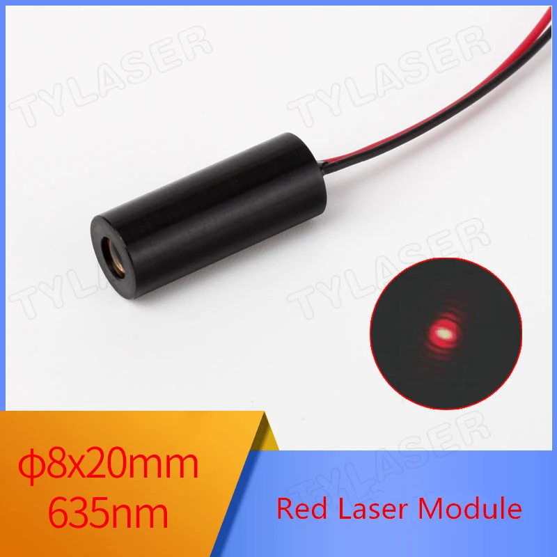 

High End Glass Len 8x20mm 635nm 1mW 5mW10mW Red Dot Laser Module Industrial Grade APC Driver for Woodworking Machine Accessories