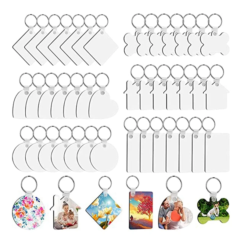 

Sublimation Keychain Blanks Bulk,126Pc DIY MDF Blanks Keychain With Keyrings,Double-Sided Printed Heat Transfer Keychain