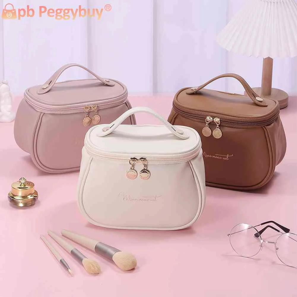 

Женская сумка для мытья, вместительная сумка для макияжа, портативная многофункциональная Повседневная простая модная сумка из искусственной кожи для выходных и отпуска