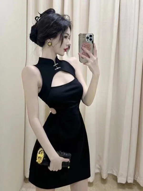 Платье-Ципао женское ТРАПЕЦИЕВИДНОЕ мягкое свободное приталенное платье с