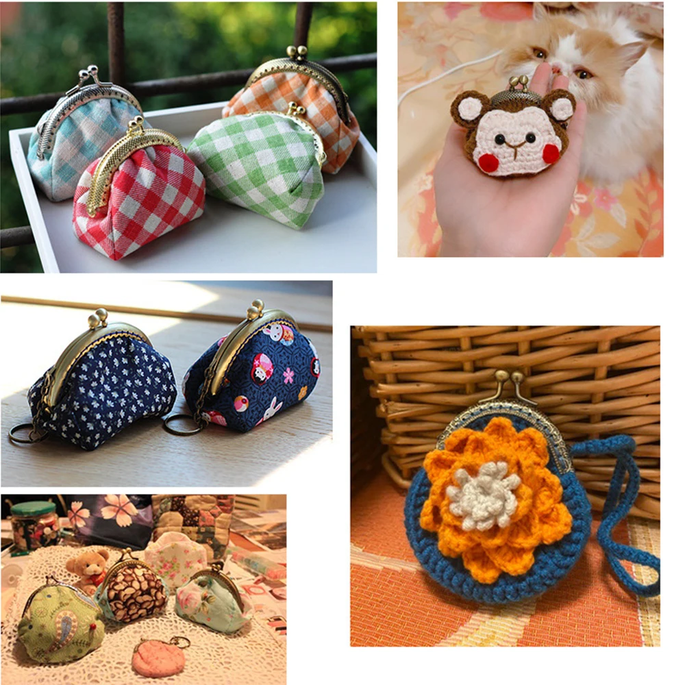 5cm Metal Coin Purse Frame for Bag With Key Ring Hardware Kiss Clasp Bag Wallet Clutch Bags Sew Accessories 5Pcs/Lot