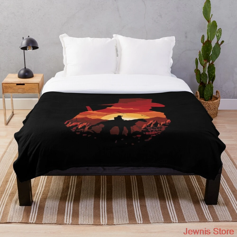 

COWBOY Throw Blanket flannel Sherpa bedspread bedding sofa picnic fur soft blanket