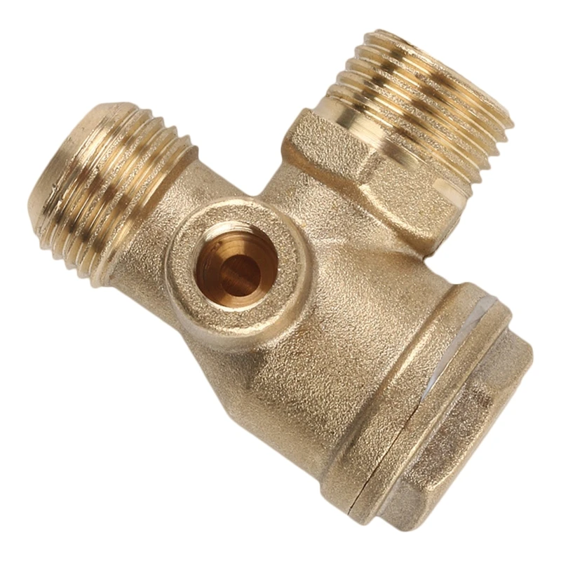

N0HB Brass 3-Way Air Compressor Check Valve Male Female Threaded Non-Return Valve Tube Connector Tool Spare Parts Durable