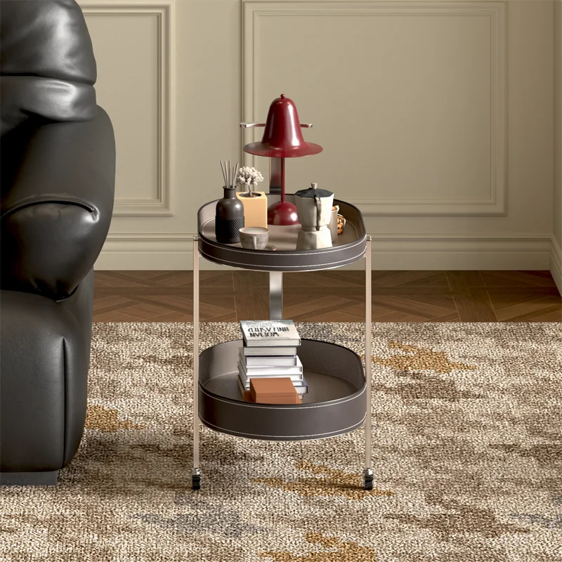 Легкий роскошный седельный кожаный мобильный диван сбоку несколько тележек