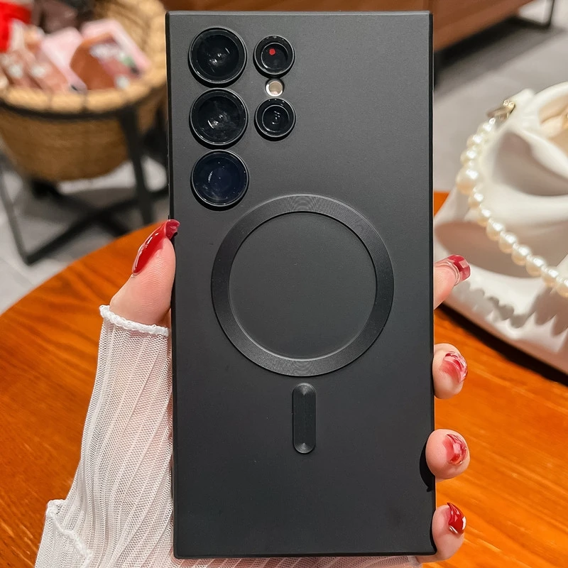 Роскошный магнитный противоударный матовый чехол для телефона с беспроводной