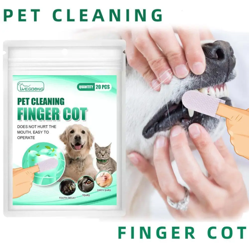 

Pet Teeth Cleaning Disposable Finger Cot Wet Wipes Remove Tartar Cochlear Cleaning for Cat Dog Toothbrush Oral Care Finger E1J0