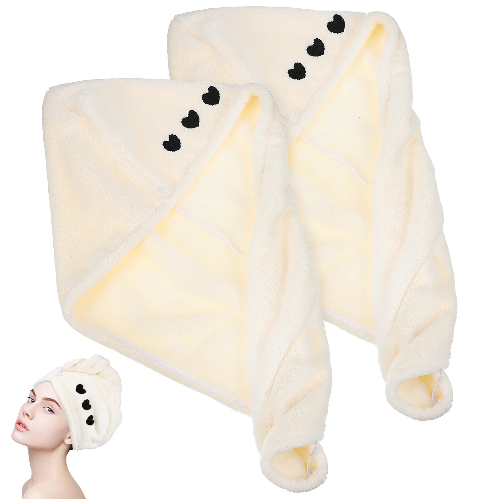 

2 Pcs Super Absorbent Quick Dry Convenient Hair Hats Hair Towel Wraps Hair Towel Hats Hair Wraps Hair Turbans
