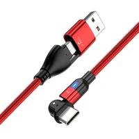 180 degree rotatable 60w mobile phone charging cable quick charging for samsung s10 huawei mate 40 xiaomi type c to type c cable