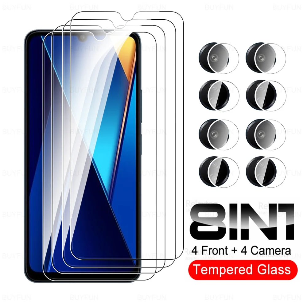 

8in1 For Xiaomi Poco C65 Camera Protective Tempered Glass Pofo Poxo Little C 65 65C PocoC65 4G 6.74'' Screen Protector Lens Film