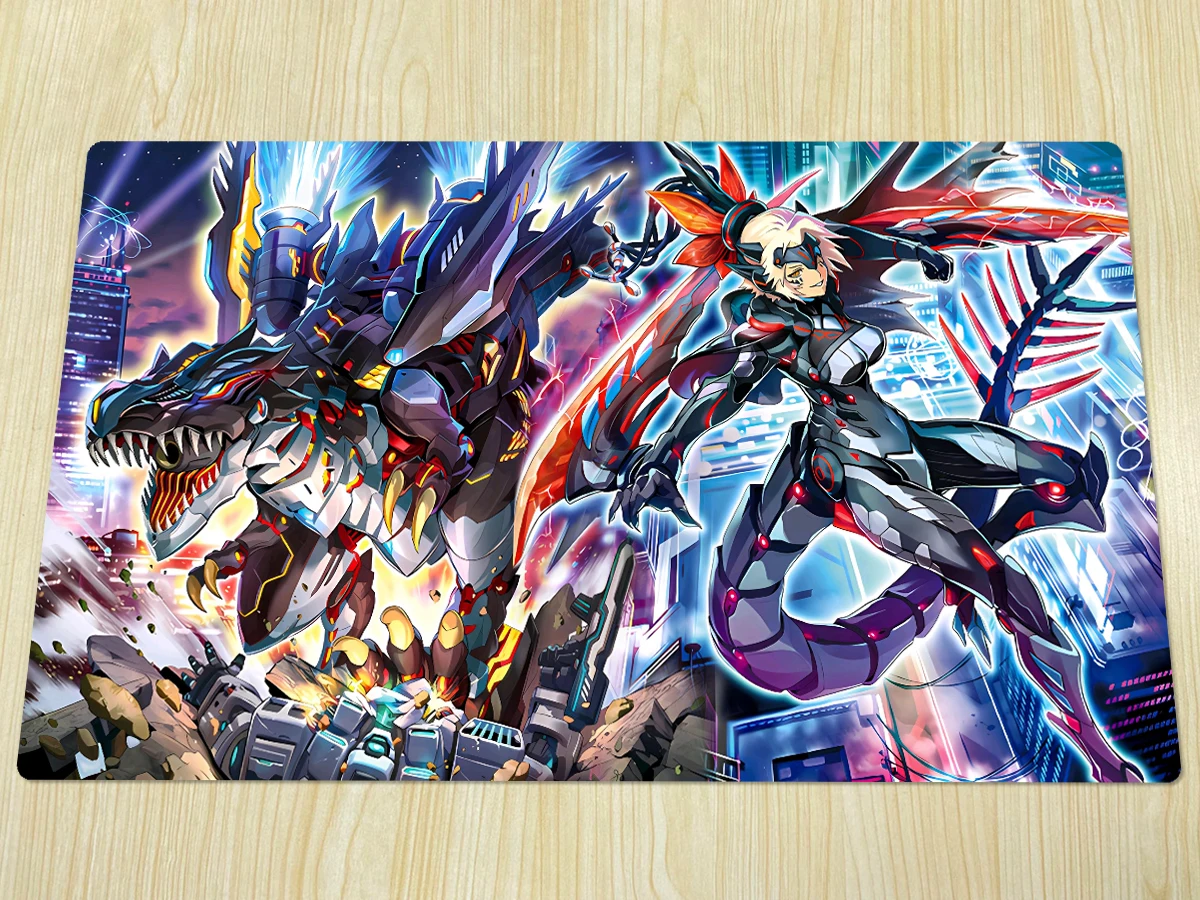 

YuGiOh Dinomorphia Kentregina Playmat Dinomorphia Rexterm Mat TCG CCG Board Game Trading Card Game Mat Rubber Mouse Pad & Bag