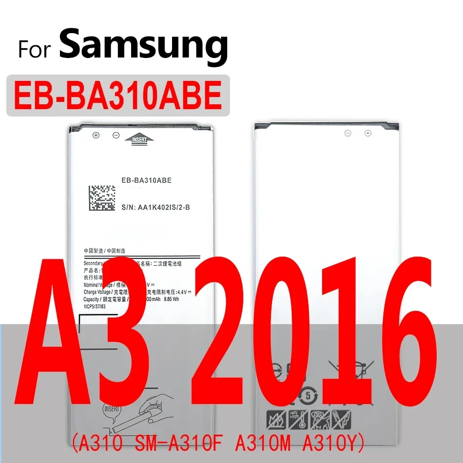 Аккумулятор для Samsung Galaxy A3 A5 A6 A7 A8 A9 Plus Star 2015 2016 2017 2018/S7 S8 S9 SM A510F/M A310F/M A520F/U G930 G930F G950F