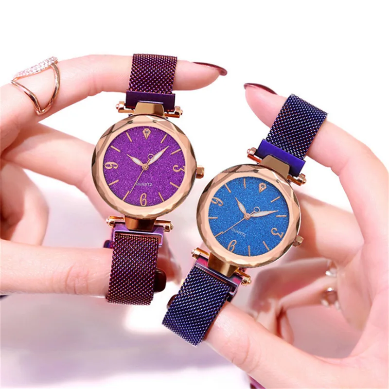 2022 Top Brand Luxury Magnetic Starry Sky Lady Wristwatch Mesh  women watches