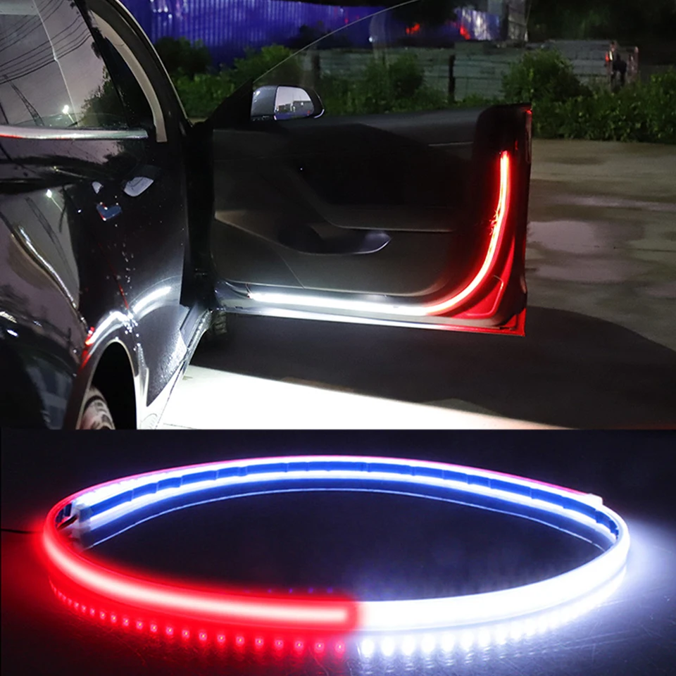 

Car Door Opening Warning Light Strips Strobe Flashing Lights Safety 12V 120cm Welcome LED Decoration LED Ambient Lamp Strip