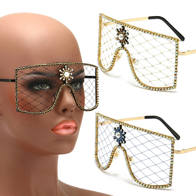 

Diamonds Steampunk Glasses Rhinestone DIY Mesh Frame Sunglasses Party Masquerade Ball Eyewear Prop Trends Costume Accessories