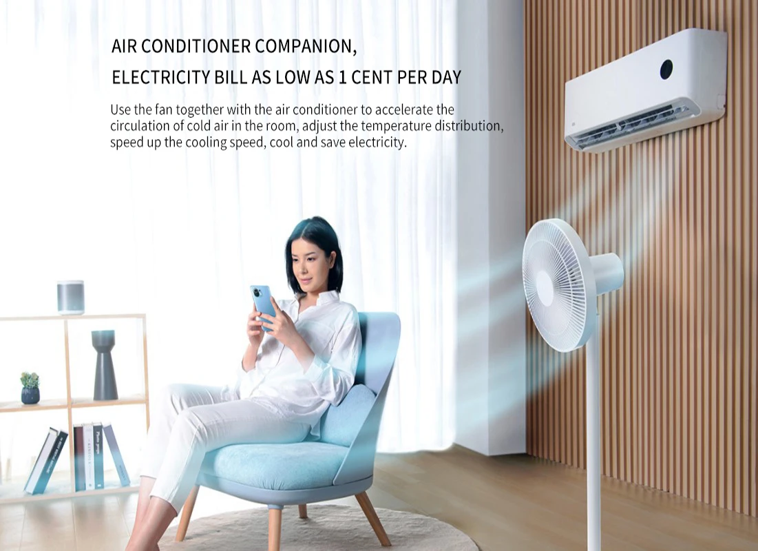 Напольный вентилятор XIAOMI Miijia электрический с естественным потоком воздуха и