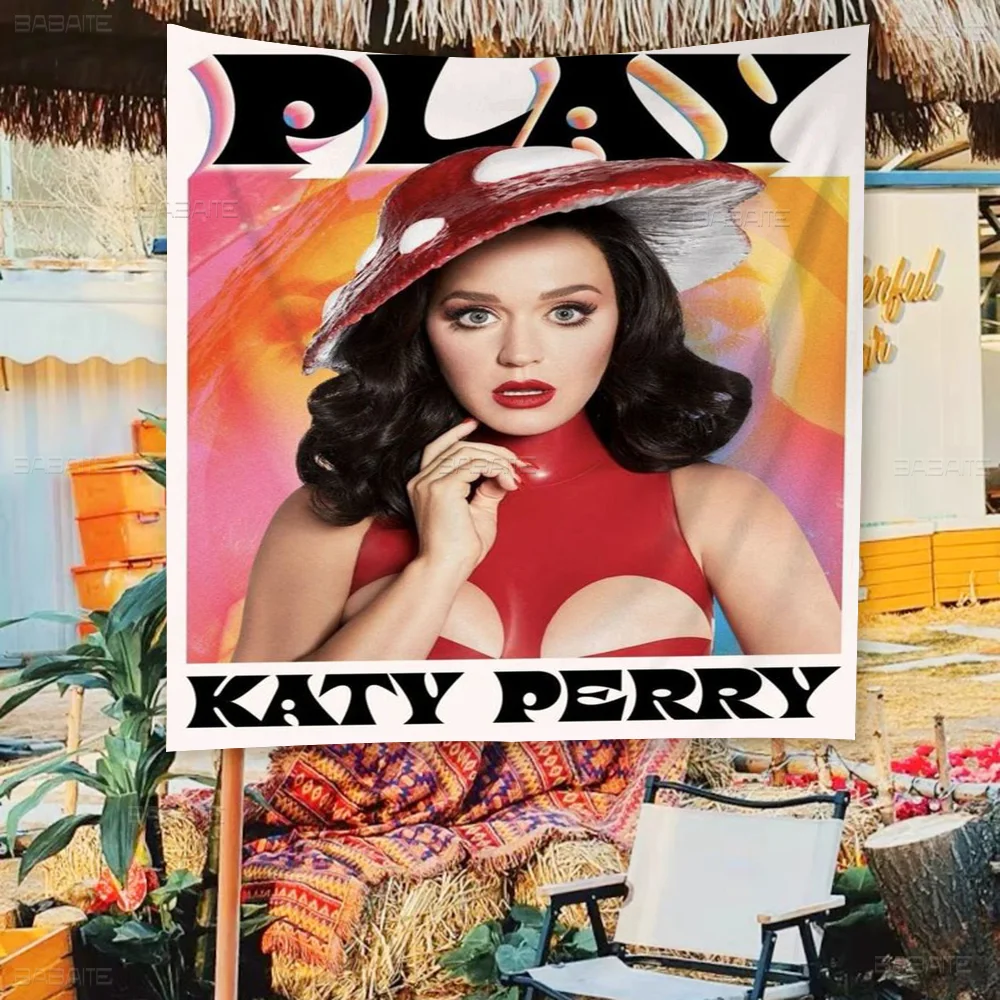 K-Katy Hot Singer P-Perry Banner Художественная печать Японский настенный флаг Аниме Настенный