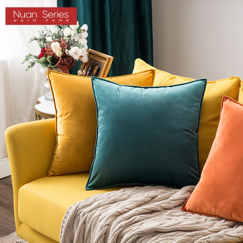 

High Quality Velvet Cushion Cover Bed Pillow Case For Sofa Car Housse De Coussin 50*50/60*60Decorative Pillows Nordic Home Decor