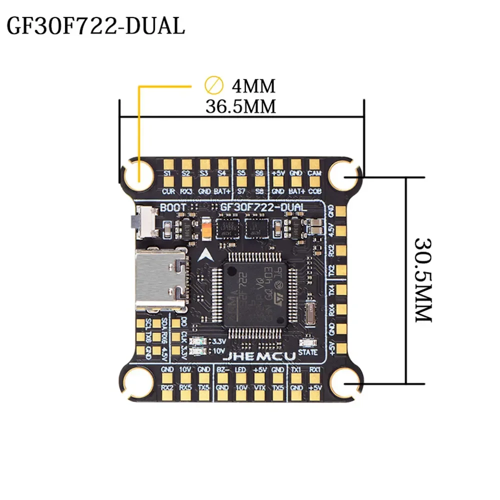 Двойной контроллер полета с RuiBet 60A ESC 3-6S 30 5*30 5 мм для RC FPV Freestyle Drone