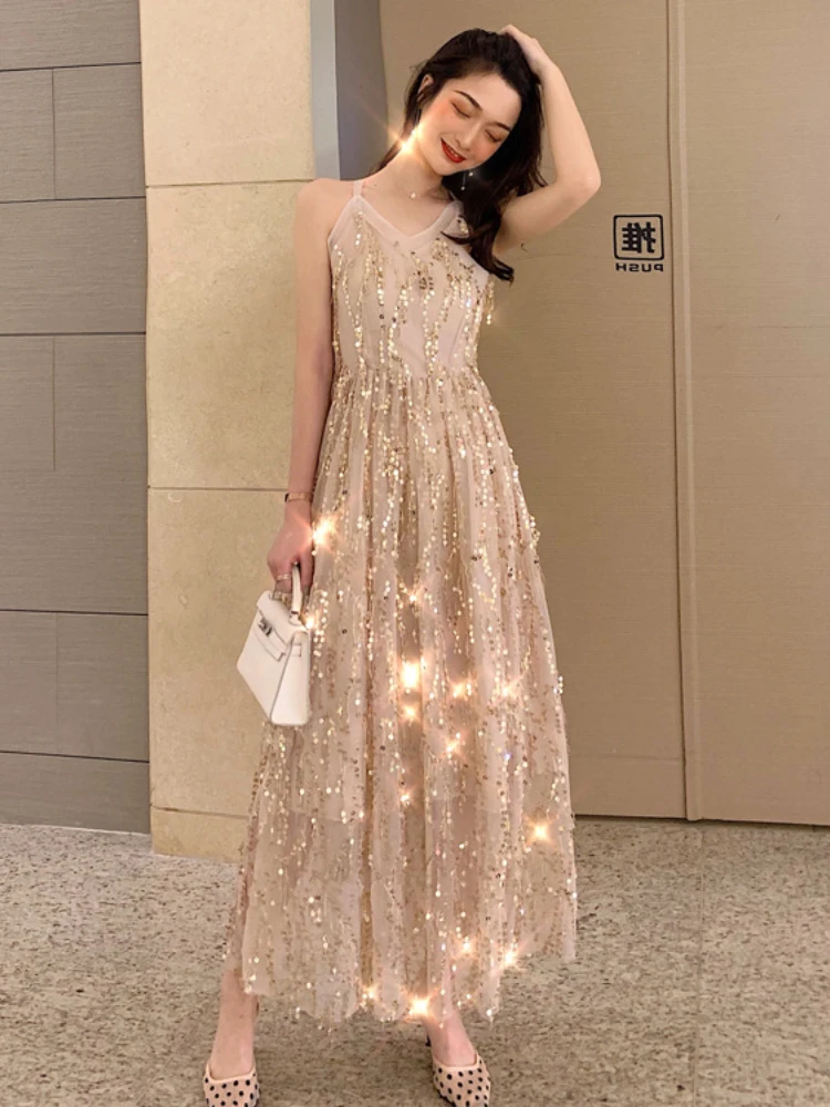 Женское платье на бретелях однотонное Привлекательное элегантное вечернее с