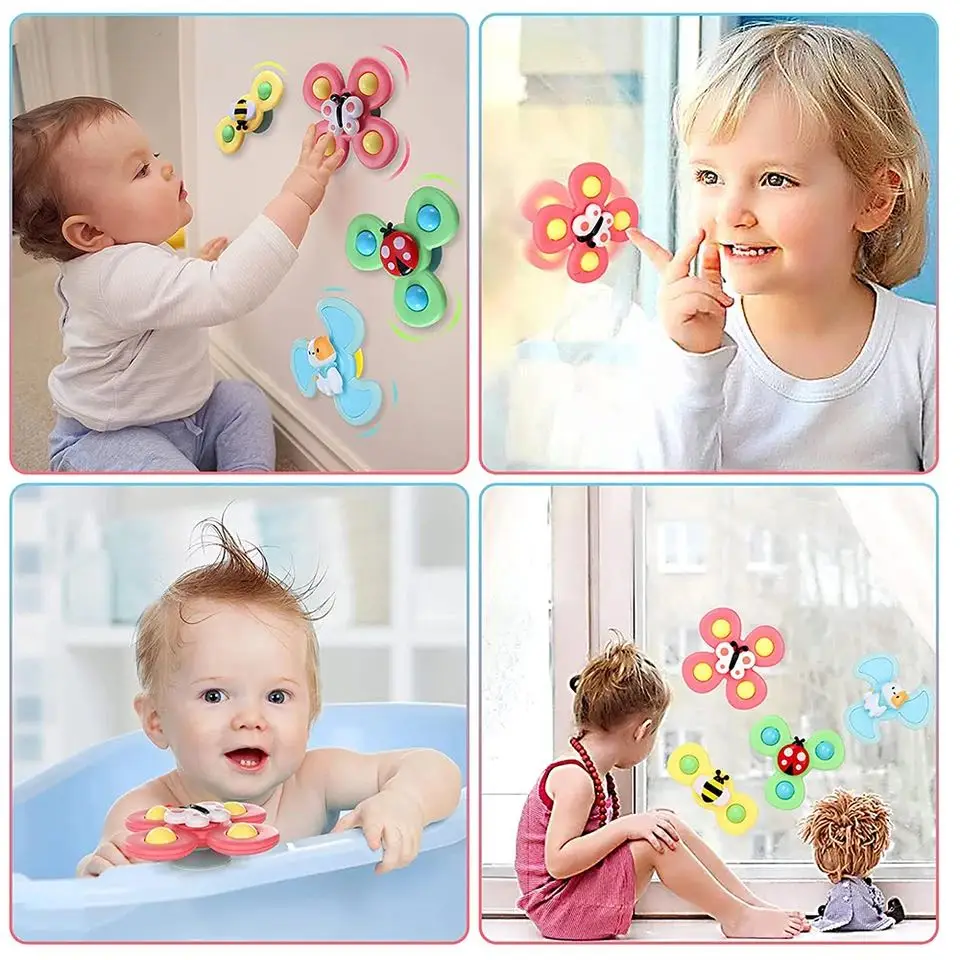 3Pcs/Set Baby Bath Funny Bathing Spinner Suction Cup Cartoon Rattles Relief Stress Educational Toys For Children Boys Girls Gift enlarge