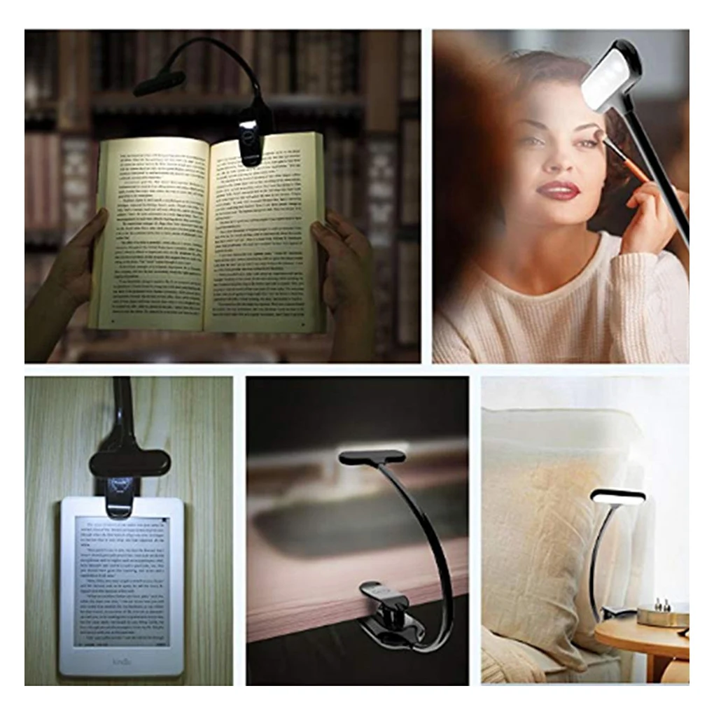 

Clip Reading Light Dimming Touch Control 4000-6000K Rechargeable Students Lamp 9LED Flexible Bend Dorm Desk Lighting