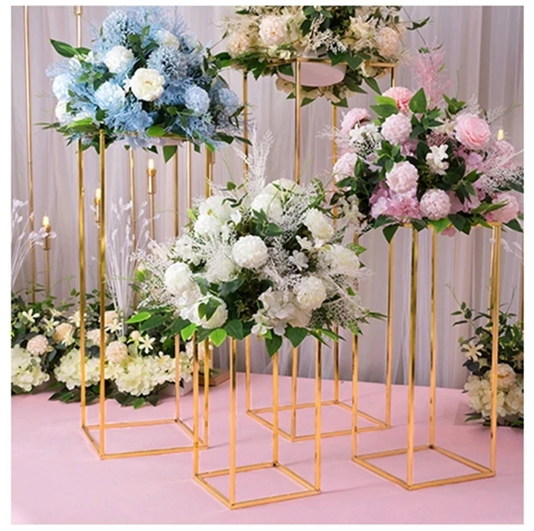 

New Wedding Arch Gold-Plated Geometric Flower Stand Home Decoration Shiny Metal Iron Rectangle Square Frame Backdrop
