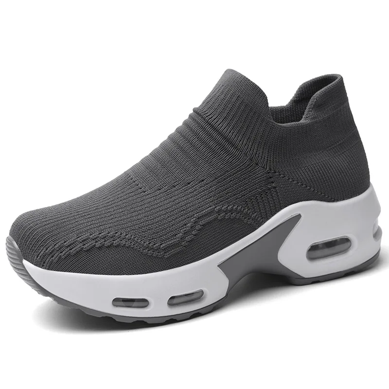 

Women Tennis Shoes Air Cushion Height Increase Sports Sneakers Breathable Female Walking Sock Shoes Thick Bottom Platforms