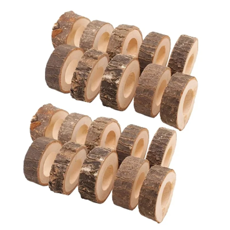 

1Set Wooden Napkin Ring Christmas Napkin Ring Suitable For Wedding Hotel Table Bark Stake Decoration
