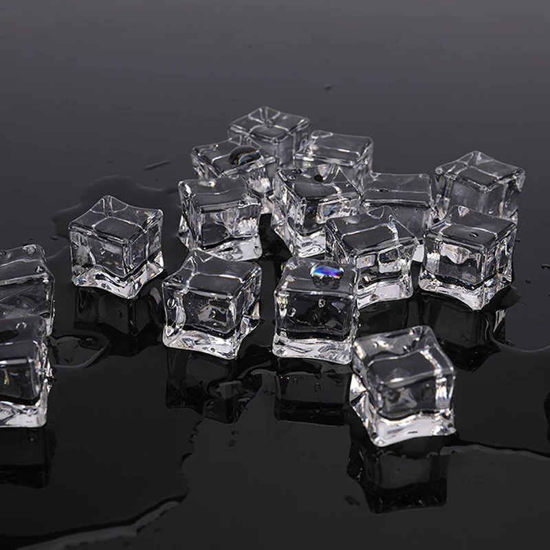 5pcs Photography Props Fake Ice Cubes Reusable Artificial Acrylic Crystal Cubes Whisky Drinks Display Wedding Bar Party Decor