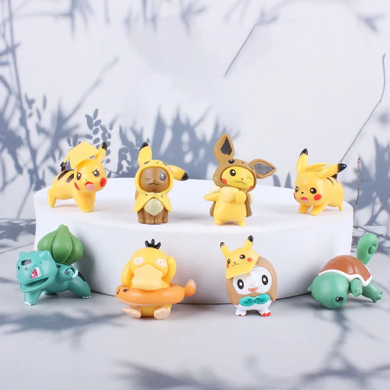 

8PCS Pokemon Pikachu Hand-made Toys Action Figures Dolls Desktop Resin Cute Ornaments Car Table Decoration Accessories Wholesale