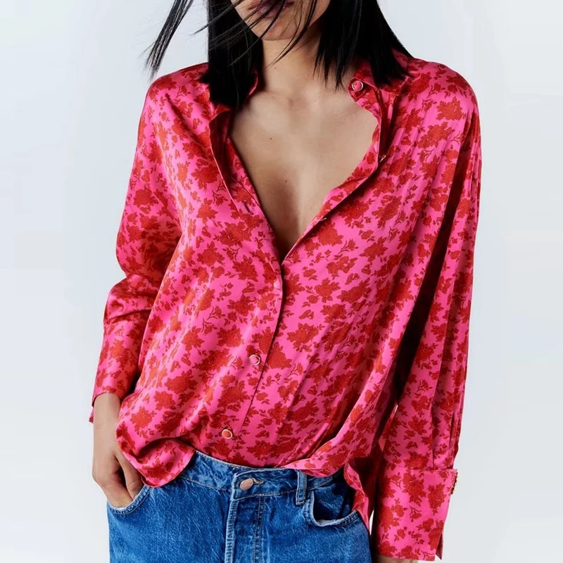

Женская однобортная блузка с длинным рукавом, Повседневная рубашка с принтом, весна 2022