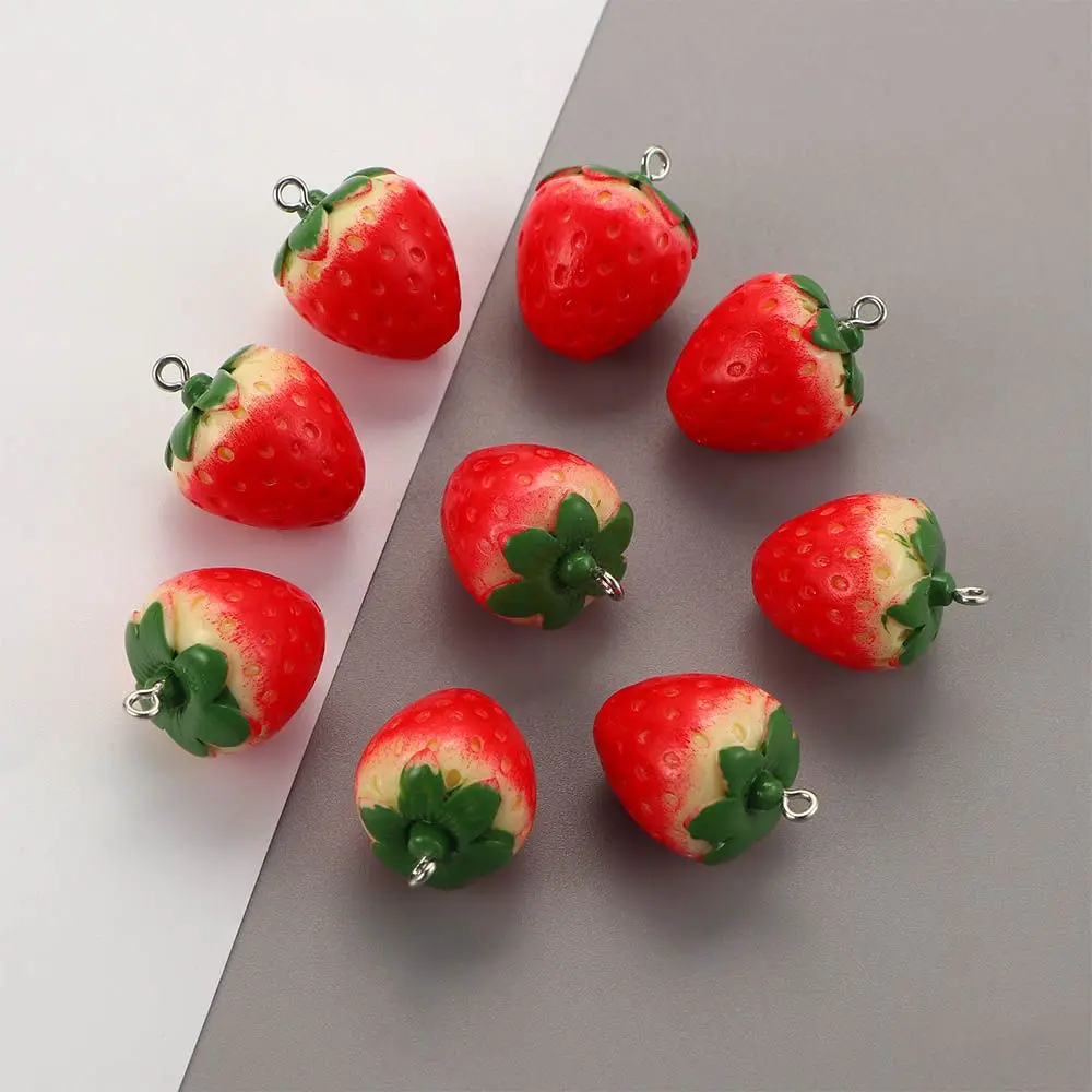Модное 10 шт./упак. 3D ожерелье из клубничной смолы кулон изготовление ювелирных