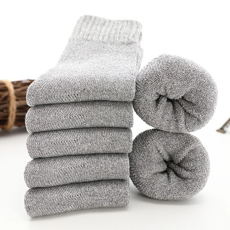 6pcs Winter Solid Color Warm Knitted Thick Socks for Women Men Cotton Wool Plush Warmer Against Cold Unisex Funny Sock 3 pairs