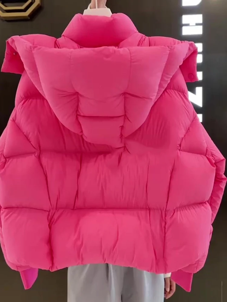 2023 New Winter Small High-Grade Super Nice Thick Short Rose Red Cotton-Padded Coat Cotton-padded jacket Outerwear Women