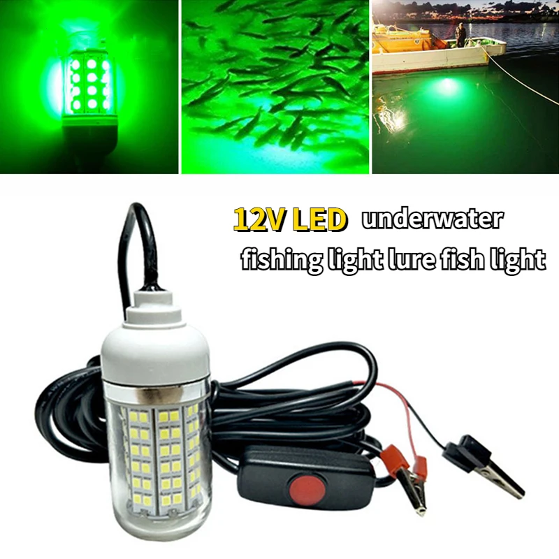 

Z30 12V LED Fishing Light 100W Ip68 Lure Fish Finder Lamp 108leds 2835SMD Attracts Prawns Squid Krill 4 Colors Underwater Lights